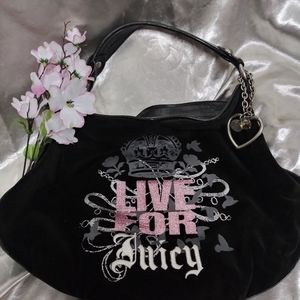Juicy Couture Black Velvet Shoulder Bag